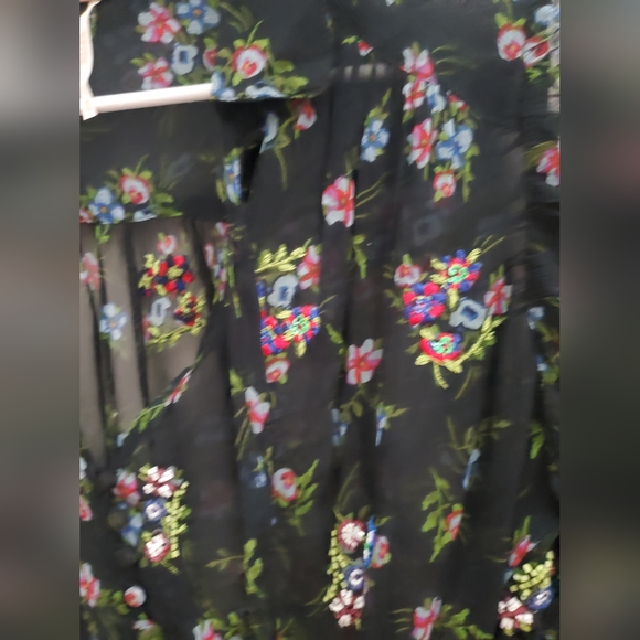 Free People Black Floral Embroidered Blouse - Picture 6 of 9